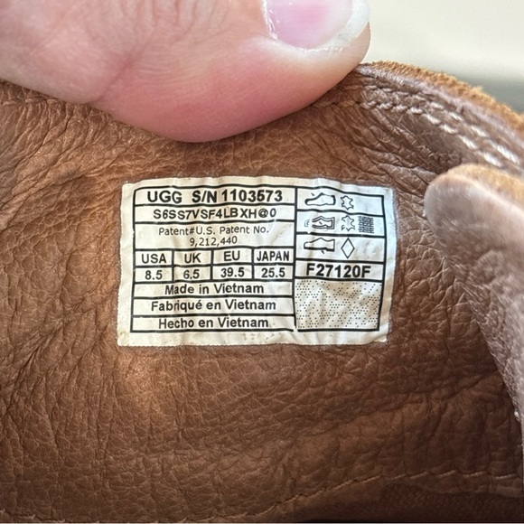 UGG Women's Tan Suede Ankle Booties with Brown Strap - Picture 5 of 6